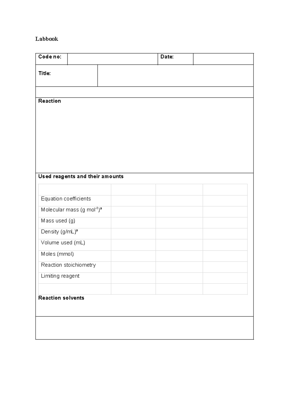 Labbook Blank - academic writing - CALL 1508 - Labbook Code no: Date ...