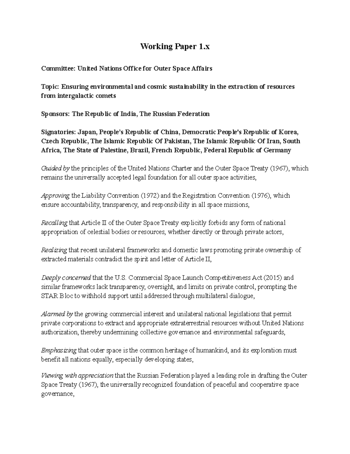 Draft Working Paper: Ensuring Cosmic Sustainability in Resource ...