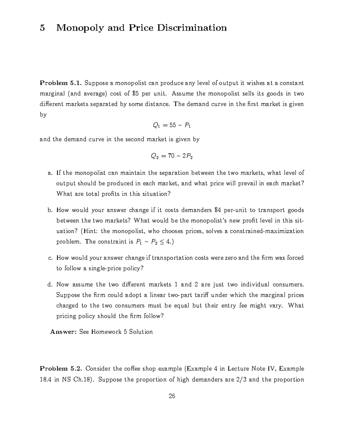 Econ 502 Monopoly - Practice Problems & Solutions Analysis - Studocu