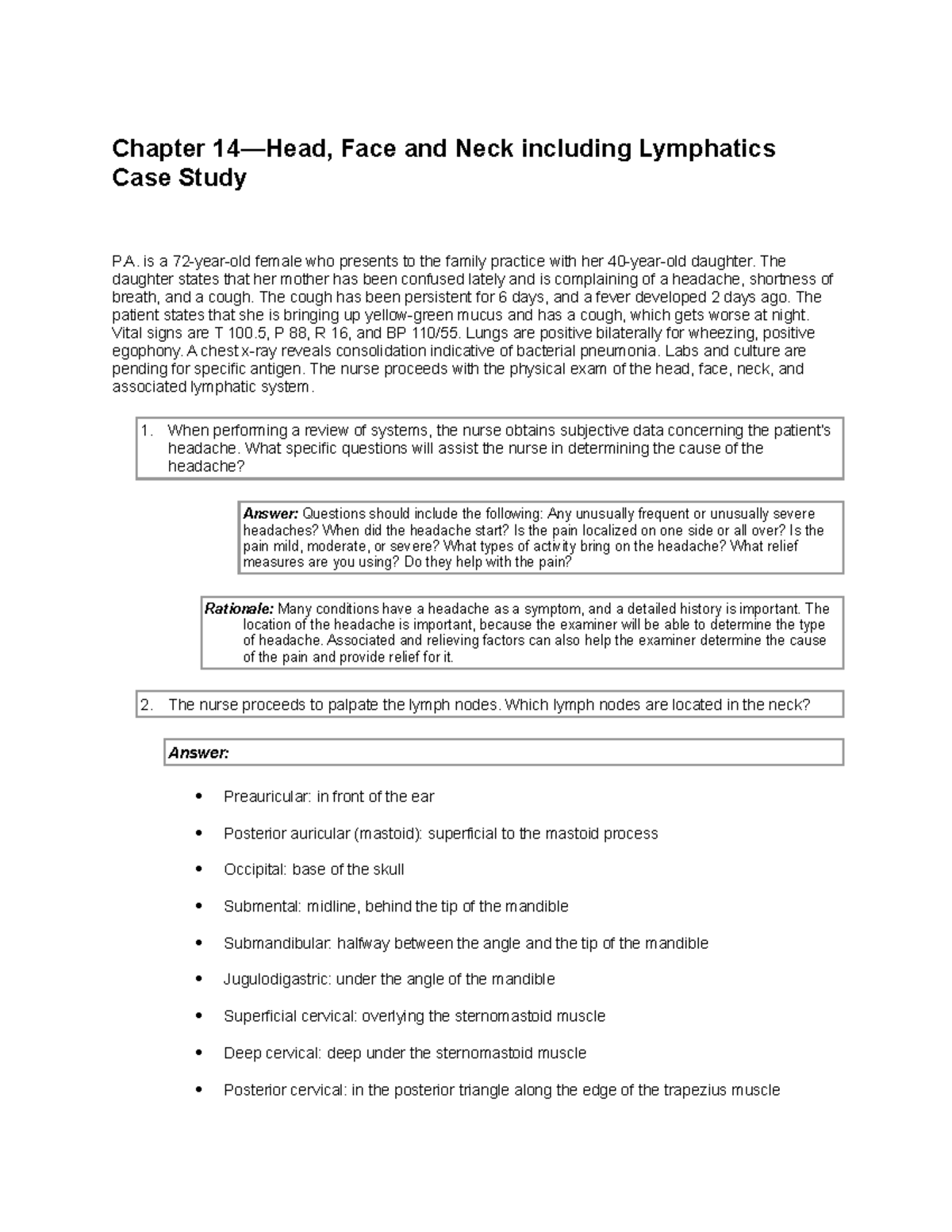 Chapter 14 Case Study: Head, Face, Neck & Lymphatics in Geriatrics ...