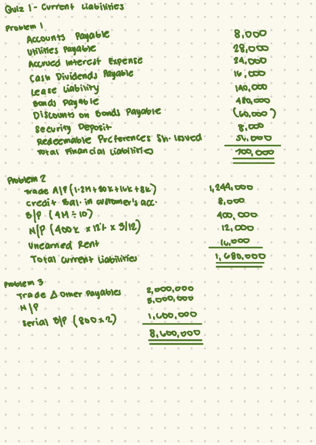 Quiz 1: Current Liabilities Solutions and Calculations - Studocu