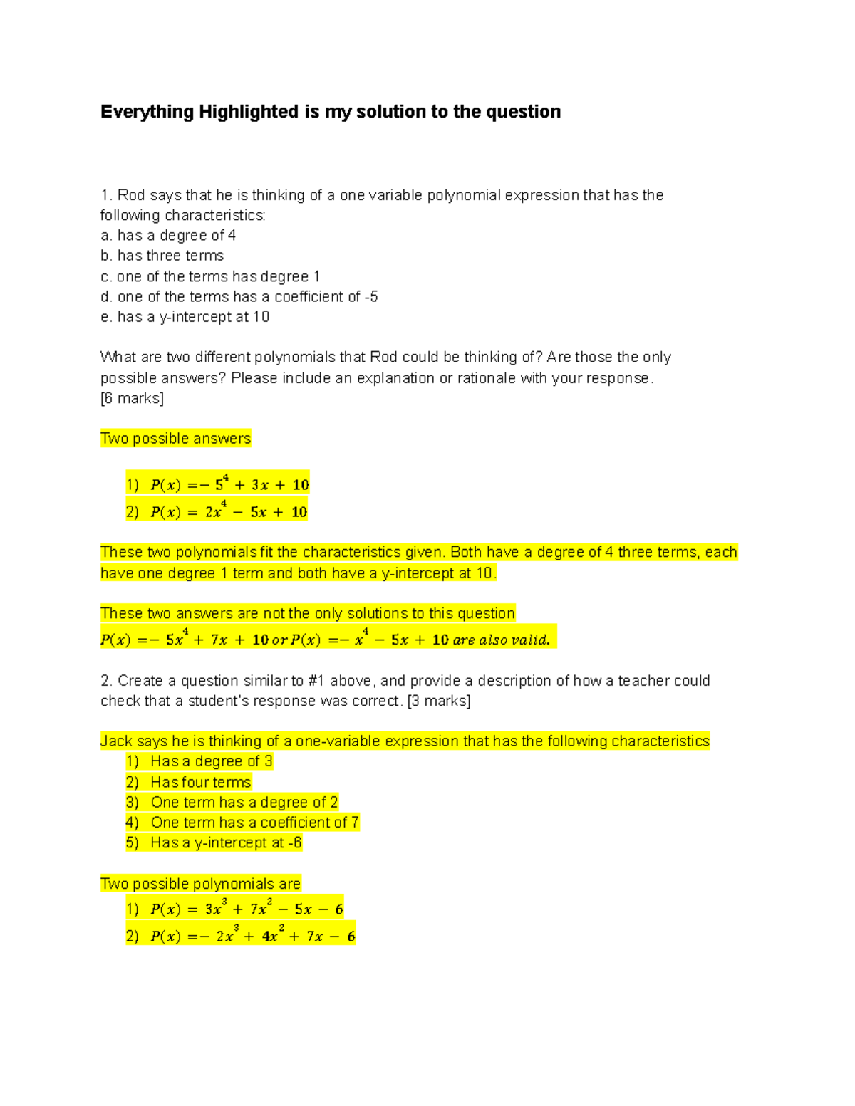 1.15 Assignment: Exploring Polynomial Functions and Their ...