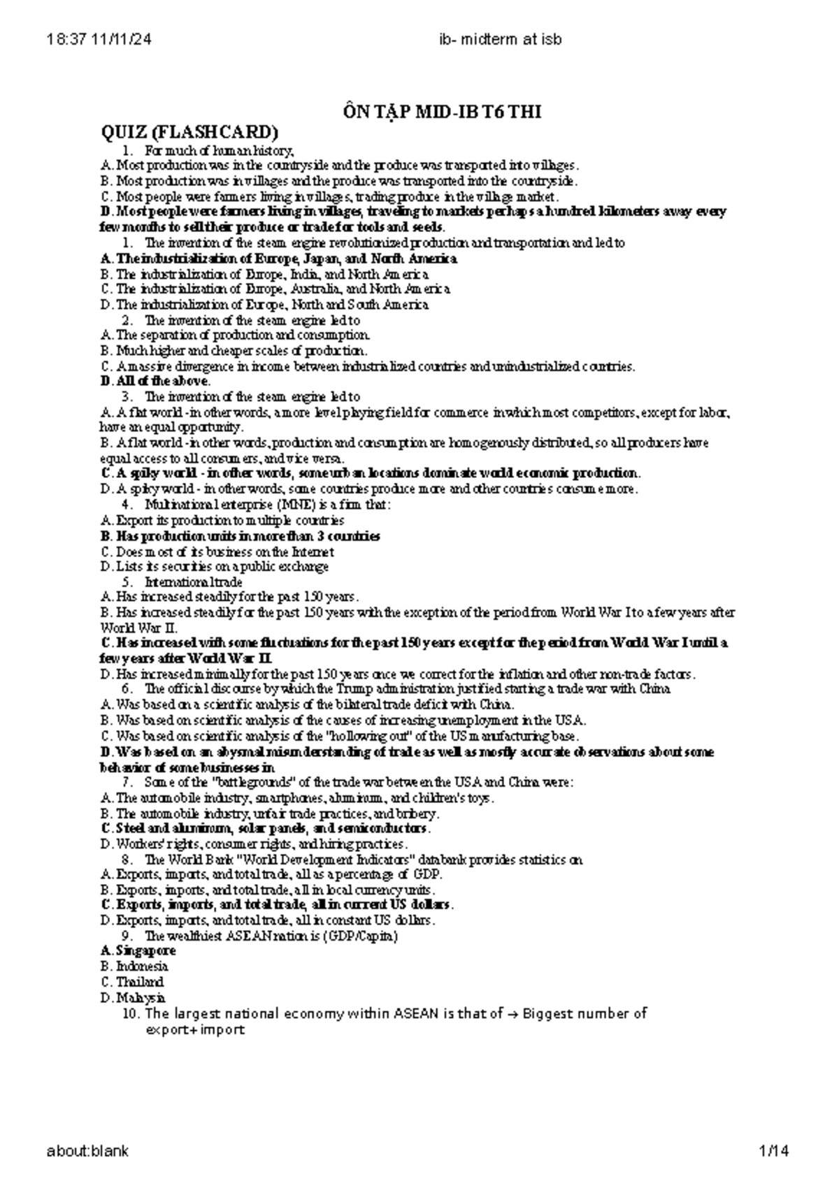 IB Midterm Study Guide: Key Concepts and Flashcards - Studocu