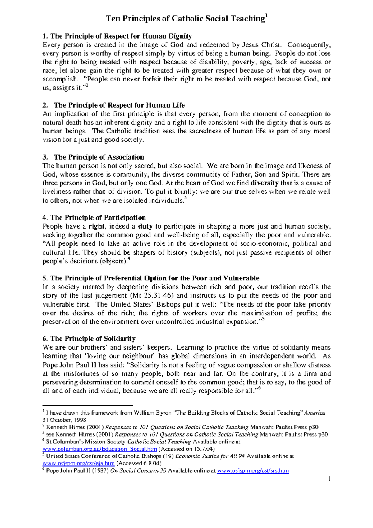 10 Principles of Catholic Social Teaching: Key Concepts Explained - Studocu