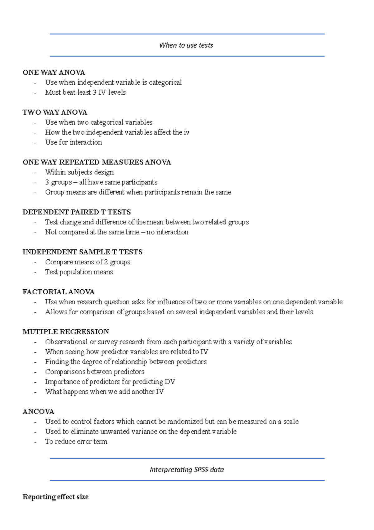 PYB350 EXAM - ANOVA and Regression Analysis Study Notes - Studocu