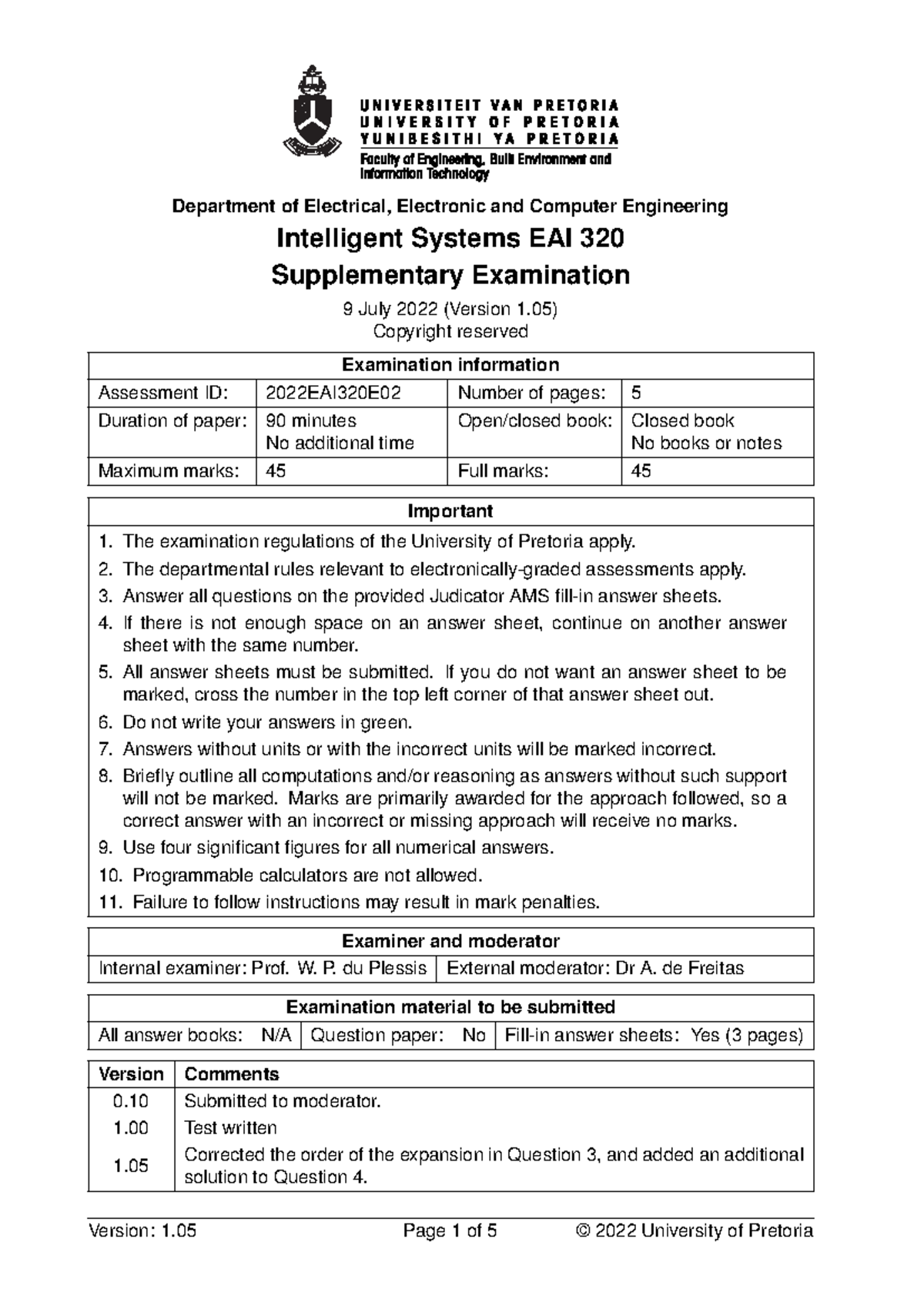 EAI 320 Intelligent Systems Supplementary Exam Questions - July 2022 ...