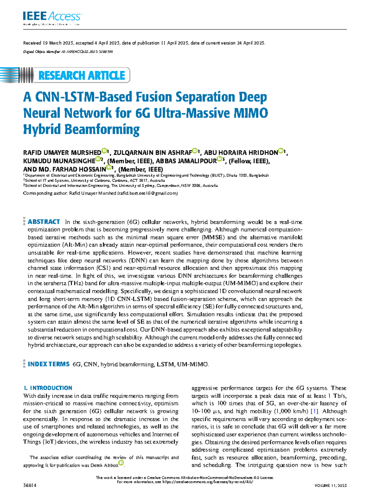 "Deep Learning Approaches for 6G Hybrid Beamforming: A CNN-LSTM Study ...