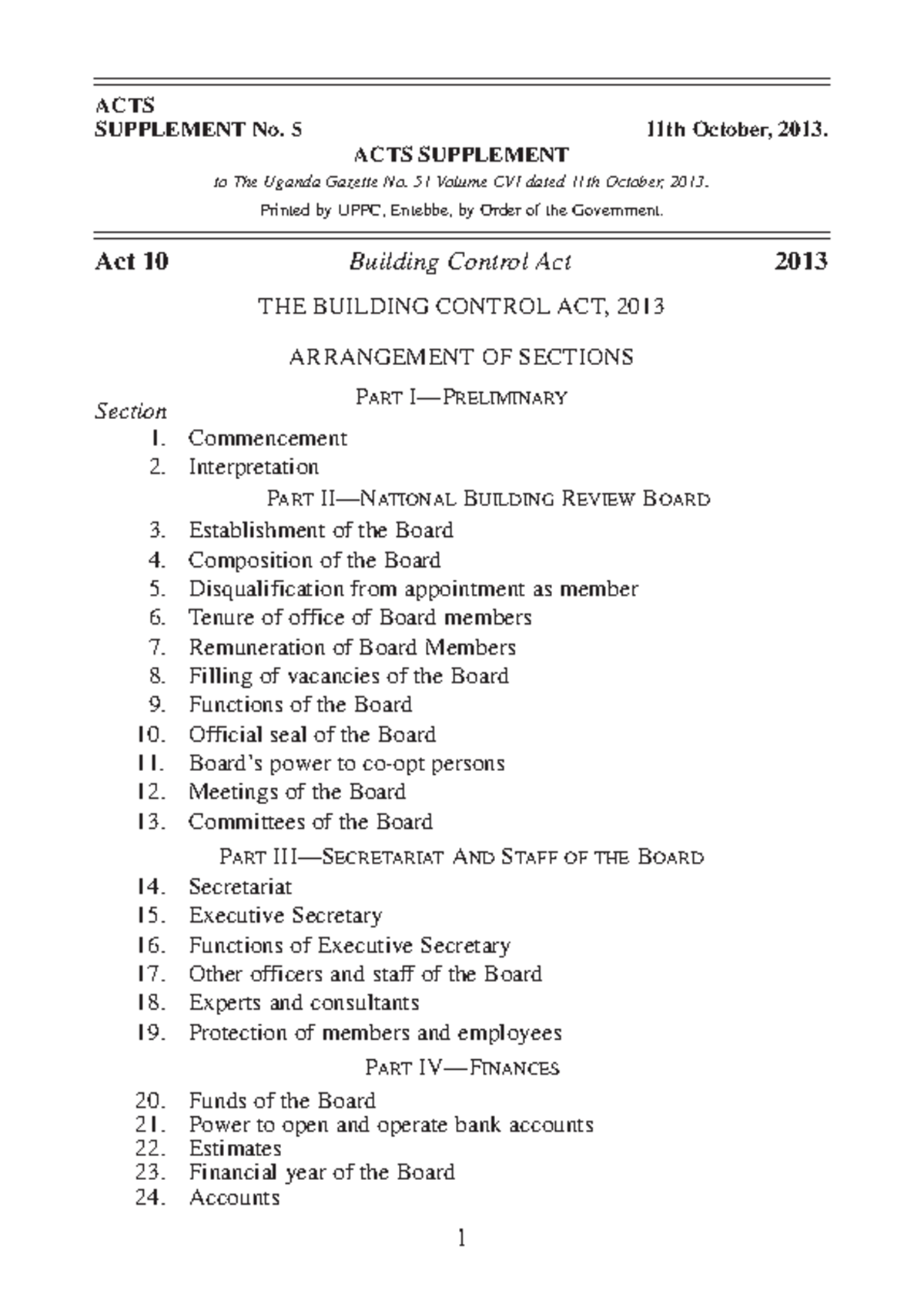 Building Control Act No 10 of 2013 - ACTS SUPPLEMENT No. 5 11th October ...