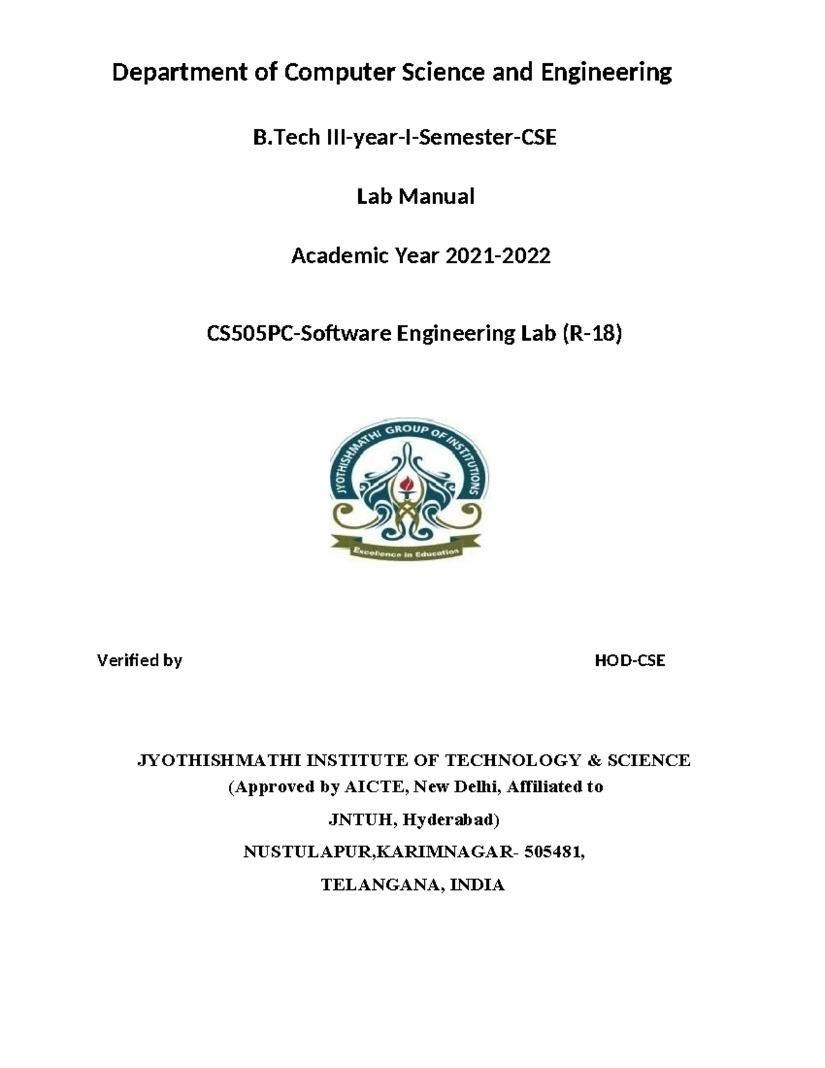 BTech Mini Project Report Template for CSE Students - Studocu