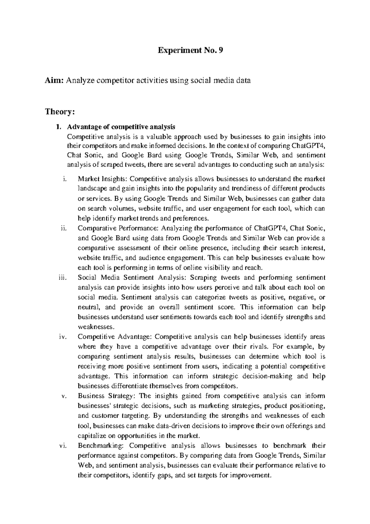 Competitive Analysis Using Social Media Data - SMA Exp 9 - Studocu