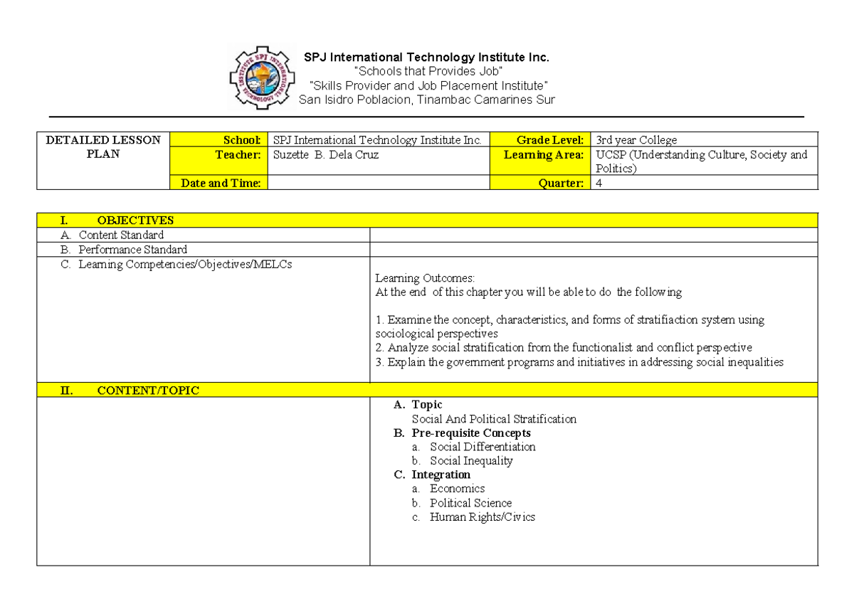 Suzette's Detailed Lesson Plan in UCSP 4th Quarter - Studocu