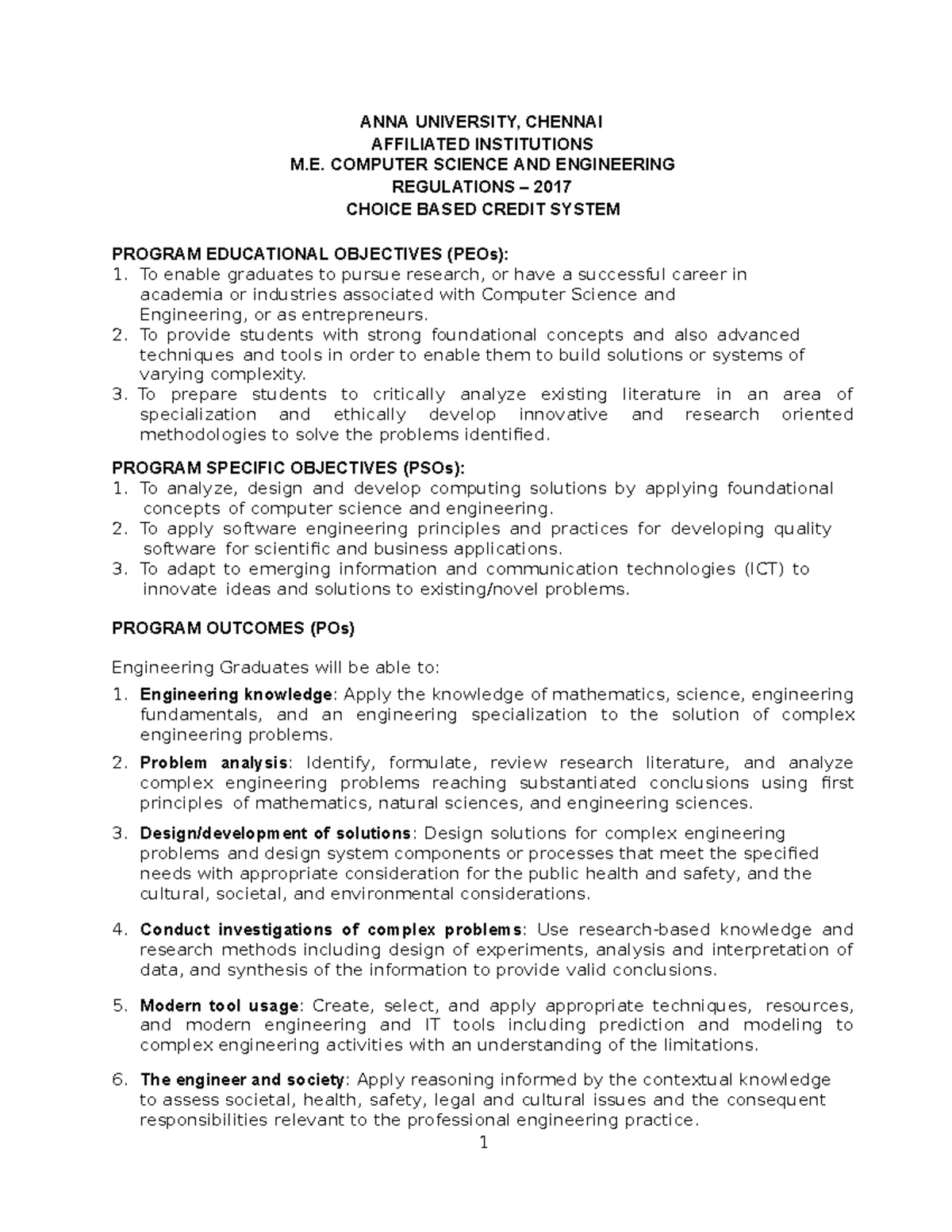 M.E. CSE Regulations 2017: Curriculum and Syllabus Overview - Studocu