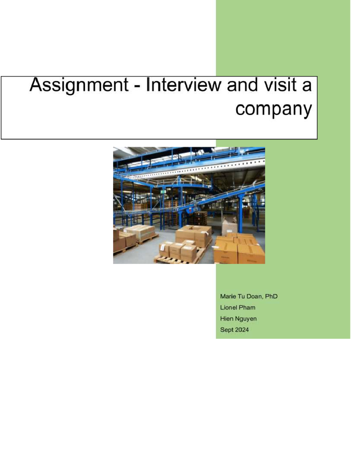 SCM 101: Plant Visit & Interview Assignment Guidelines - 35% - Studocu