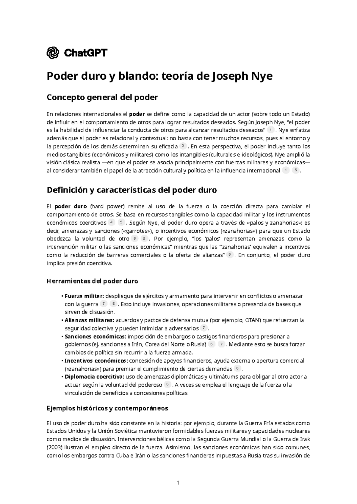 Teoría de Poder Duro y Blando según Joseph Nye: Análisis Completo - Studocu