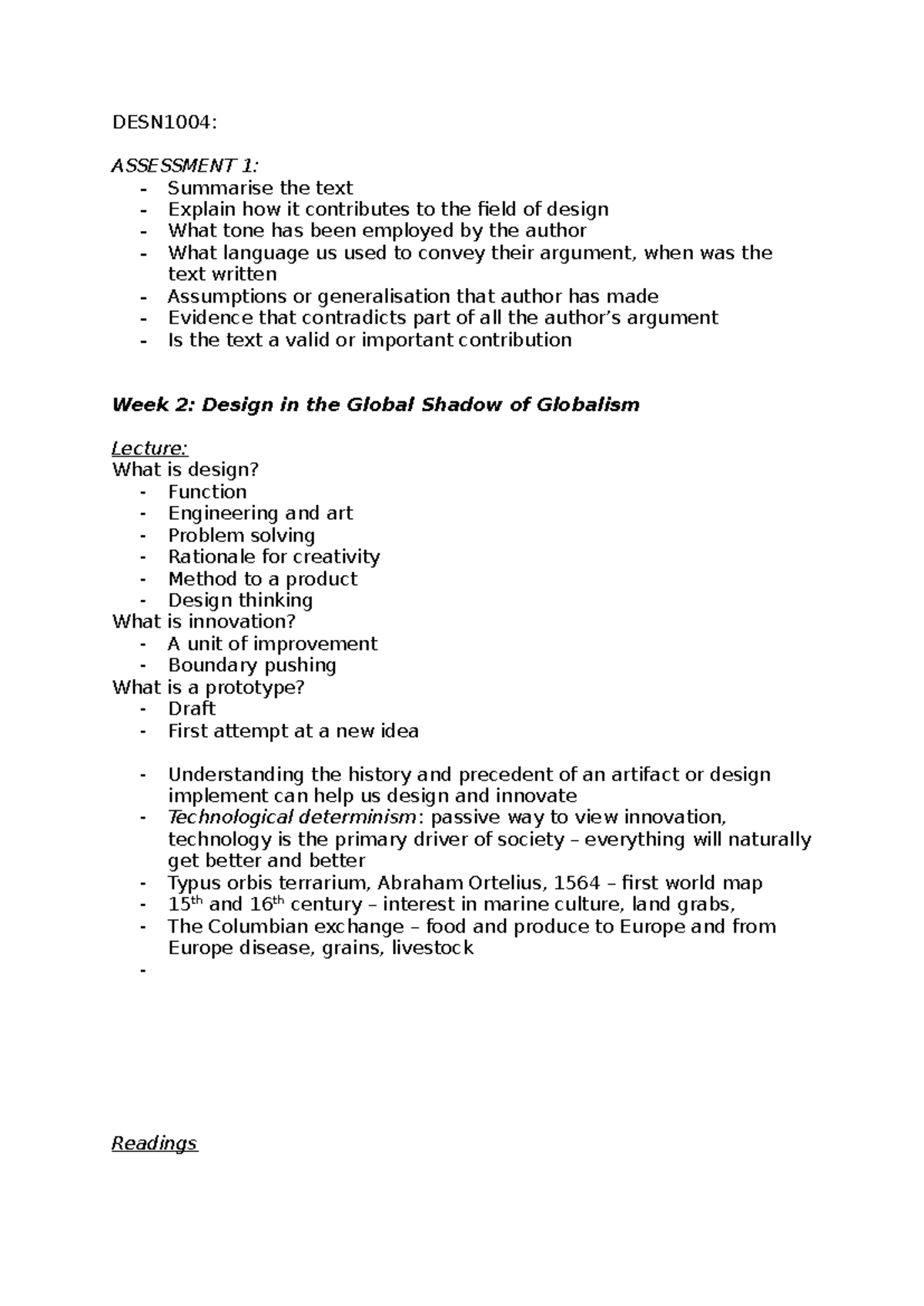 DESN1004: Comprehensive Lecture Notes on Design Concepts and Theories ...