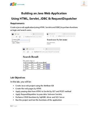 Lab01: Building a Java Web App with HTML & Servlets - Studocu