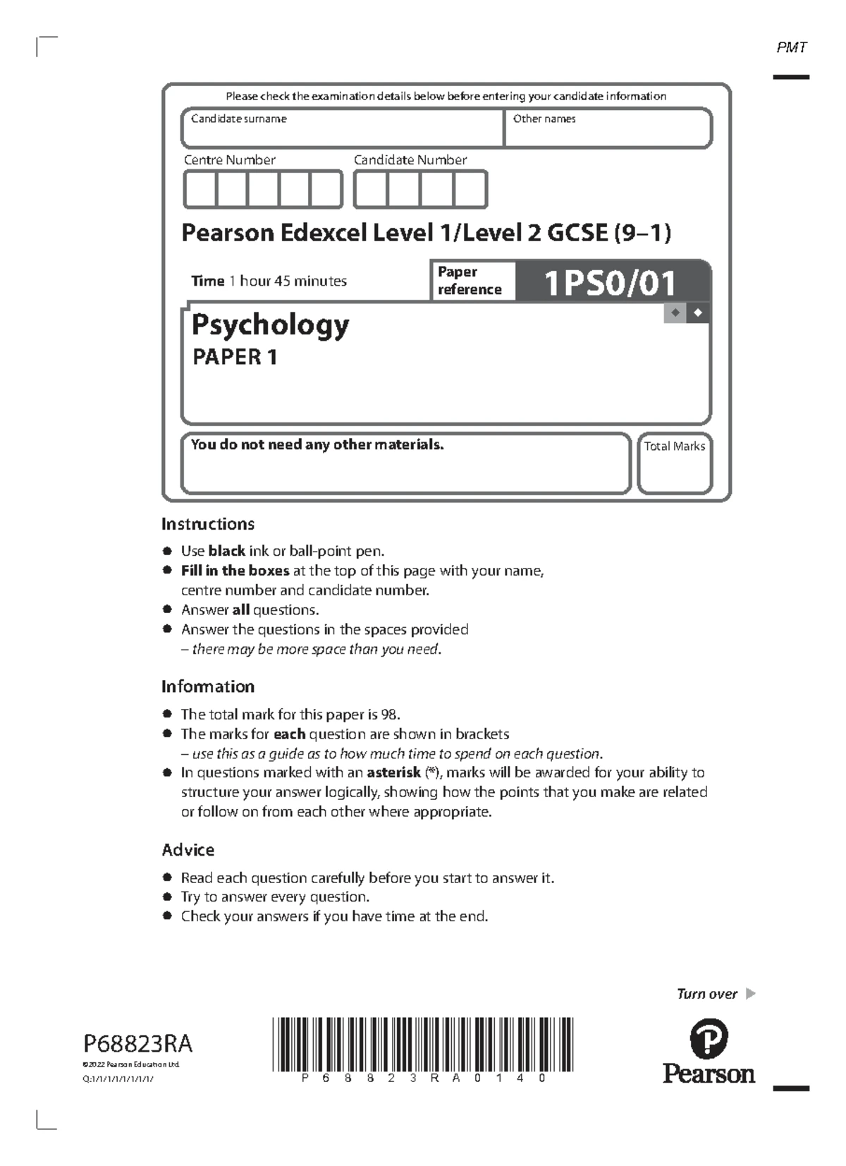 June 2022 MS - Edexcel GCSE Psychology Paper 1 Mark Scheme - Studocu