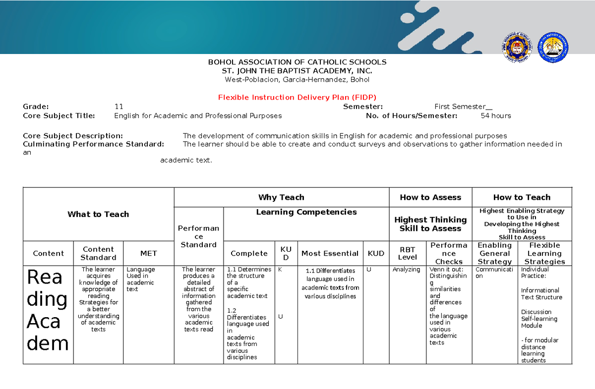 English for Academic and Professional Purposes (Grade 11) - FIDP ...