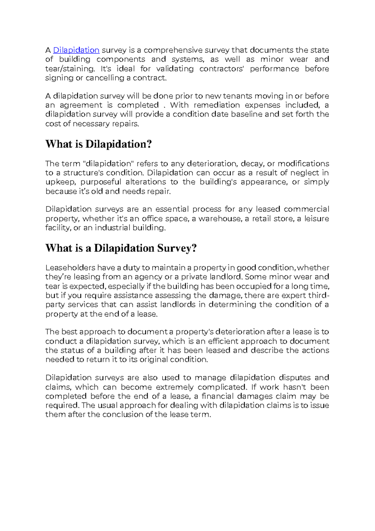 Chapter 8 - Understanding Dilapidation Surveys and Reports - Studocu