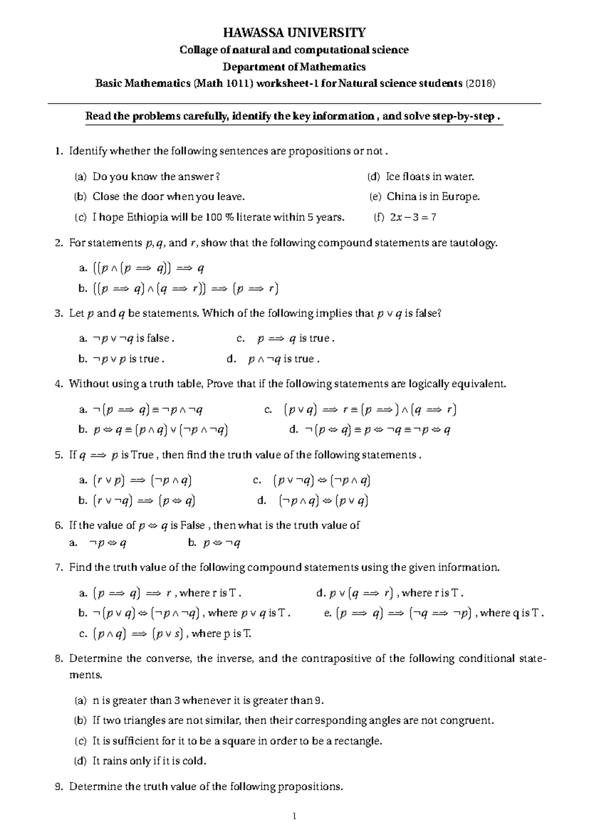 Basic Mathematics (Math 1011) - Unit 1 & 2 Study Guide (2018) - Studocu