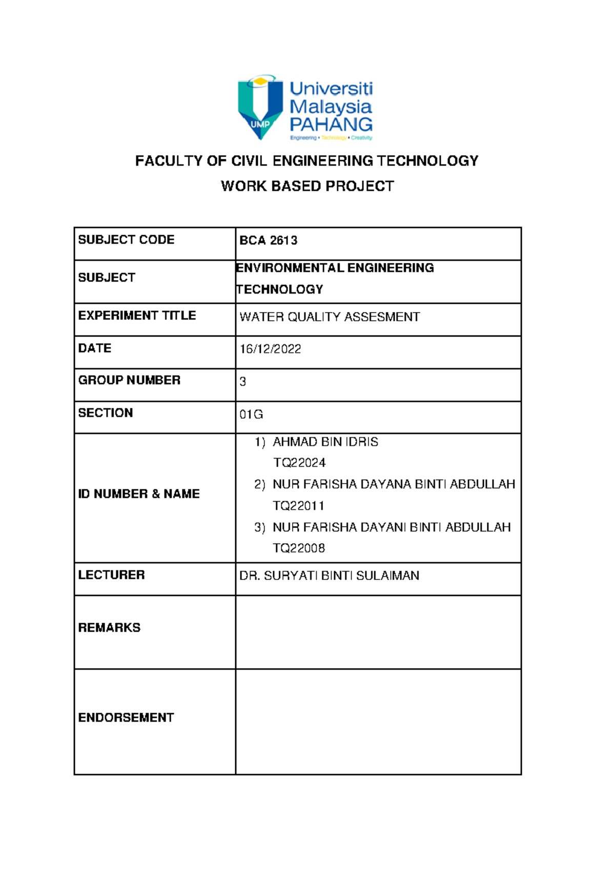 Environmental engineering (WBP LAB) - FACULTY OF CIVIL ENGINEERING ...