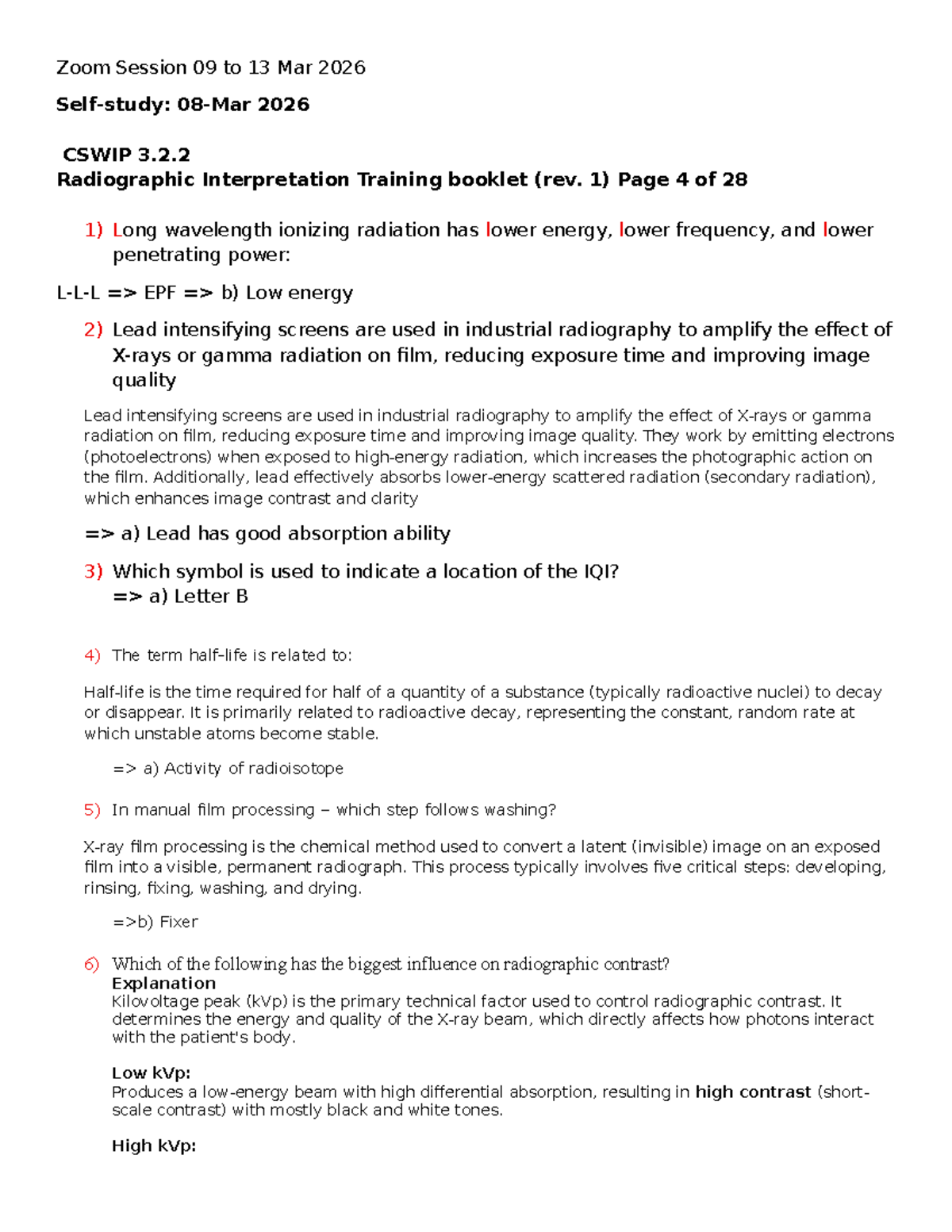 CSWIP 3.2.2 Radiographic Interpretation Training Notes (Rev. 1) - Studocu