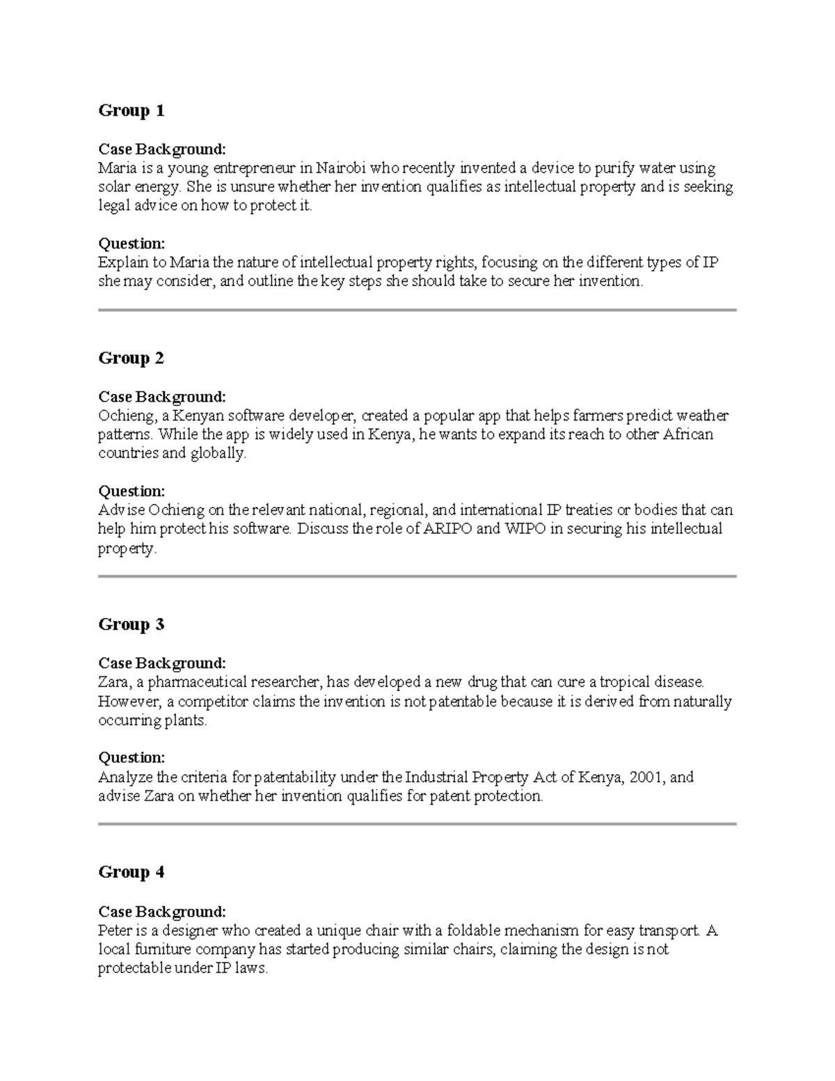 Group Work IPR - Assessment: Intellectual Property Rights in Kenya ...