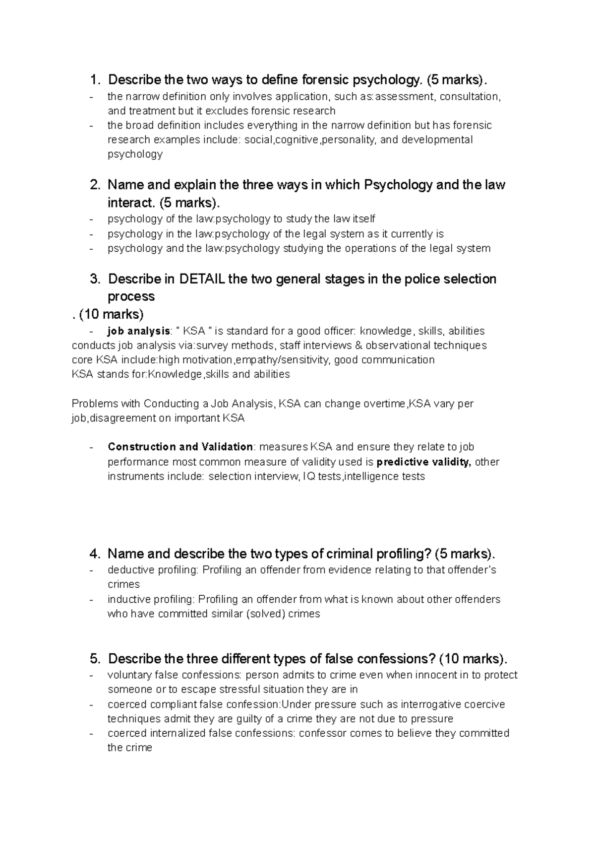 PSY3173 Midterm Study Guide: Forensic Psychology Concepts - Studocu