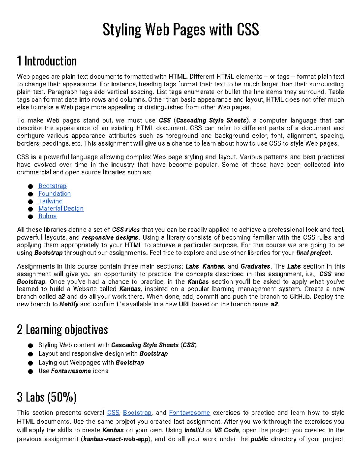 WD A2 CSS & Bootstrap - Styling Web Pages (FA23) - Studocu