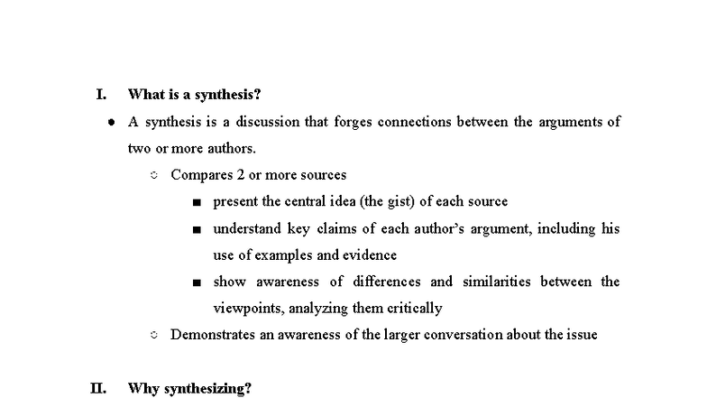 ENG 101: From Summary to Synthesis - Building Arguments with Sources ...
