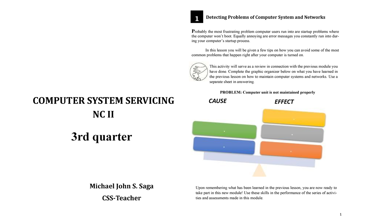 Diagnosing Computer & Network Issues: COMPUTER SYSTEM SERVICING NC II ...