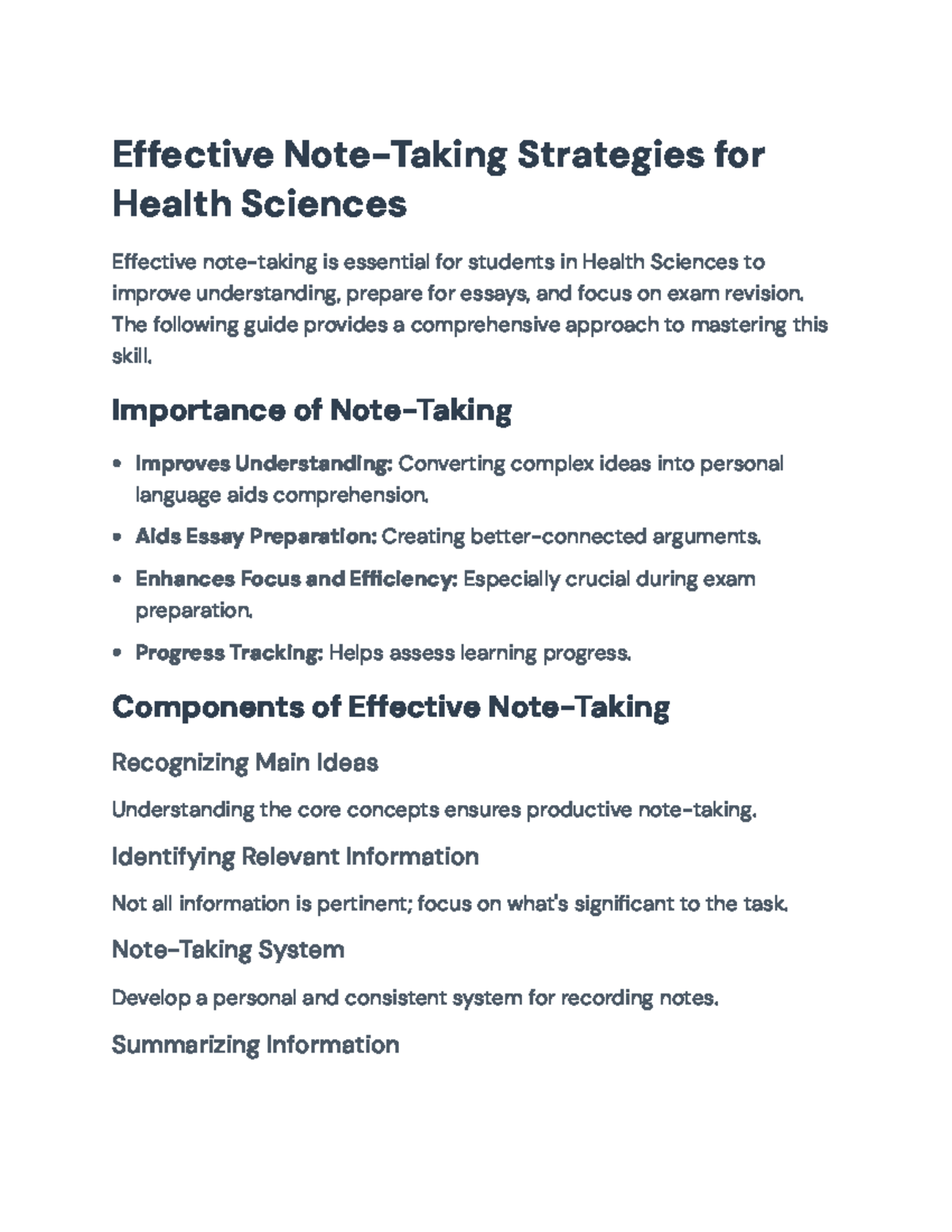 Effective Note-Taking Strategies for Health Sciences Students ...