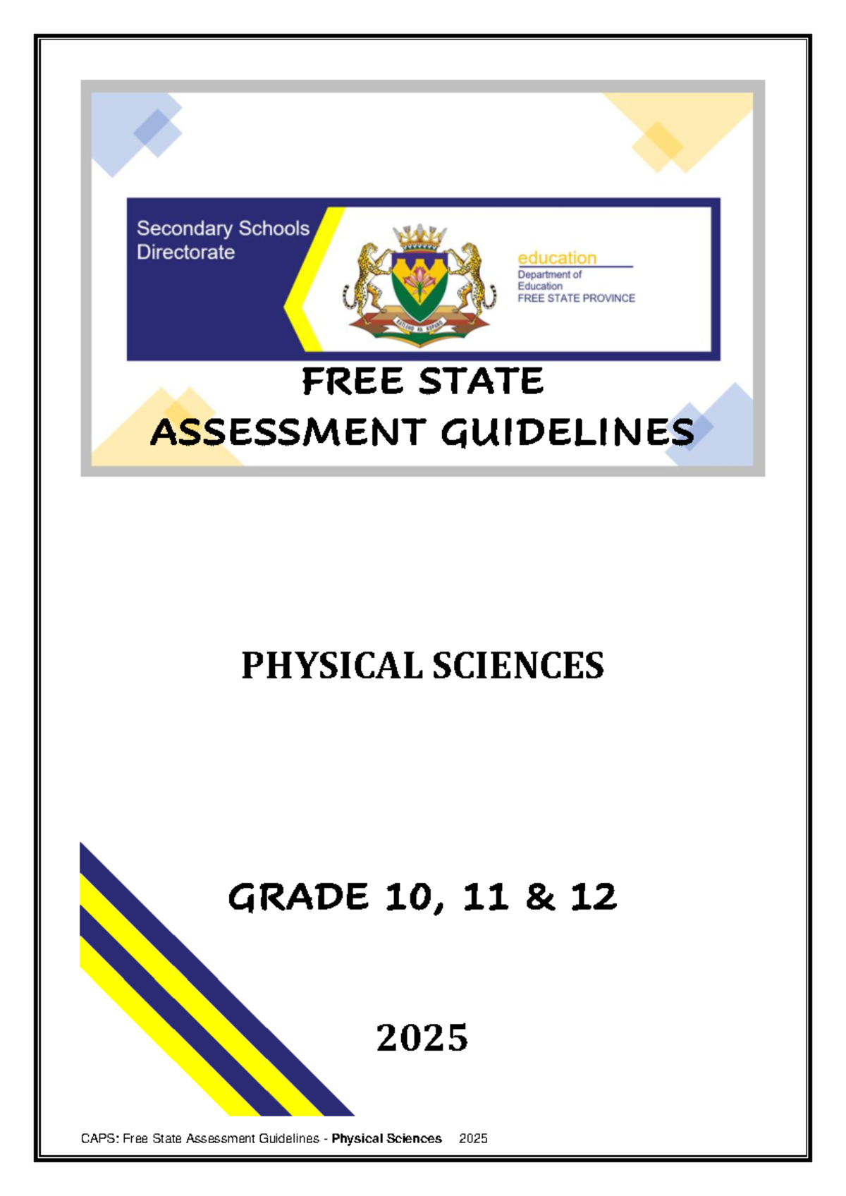2025 FSAG: Physical Sciences Assessment Guidelines for Grades 10-12 ...