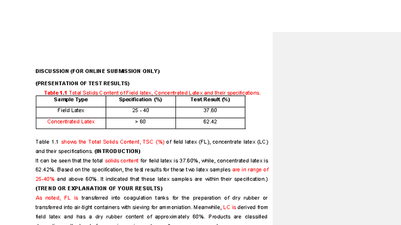 PST221 Discussion on Total Solids Content in Latex Testing - Studocu