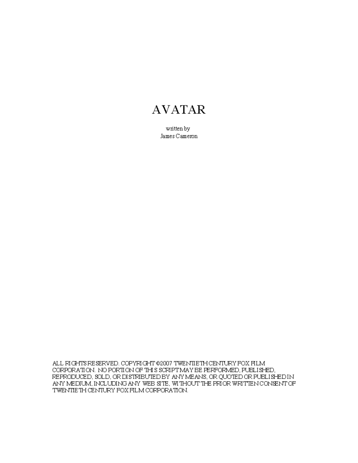 Avatar (AVT-101) - Script Analysis and Breakdown - Studocu
