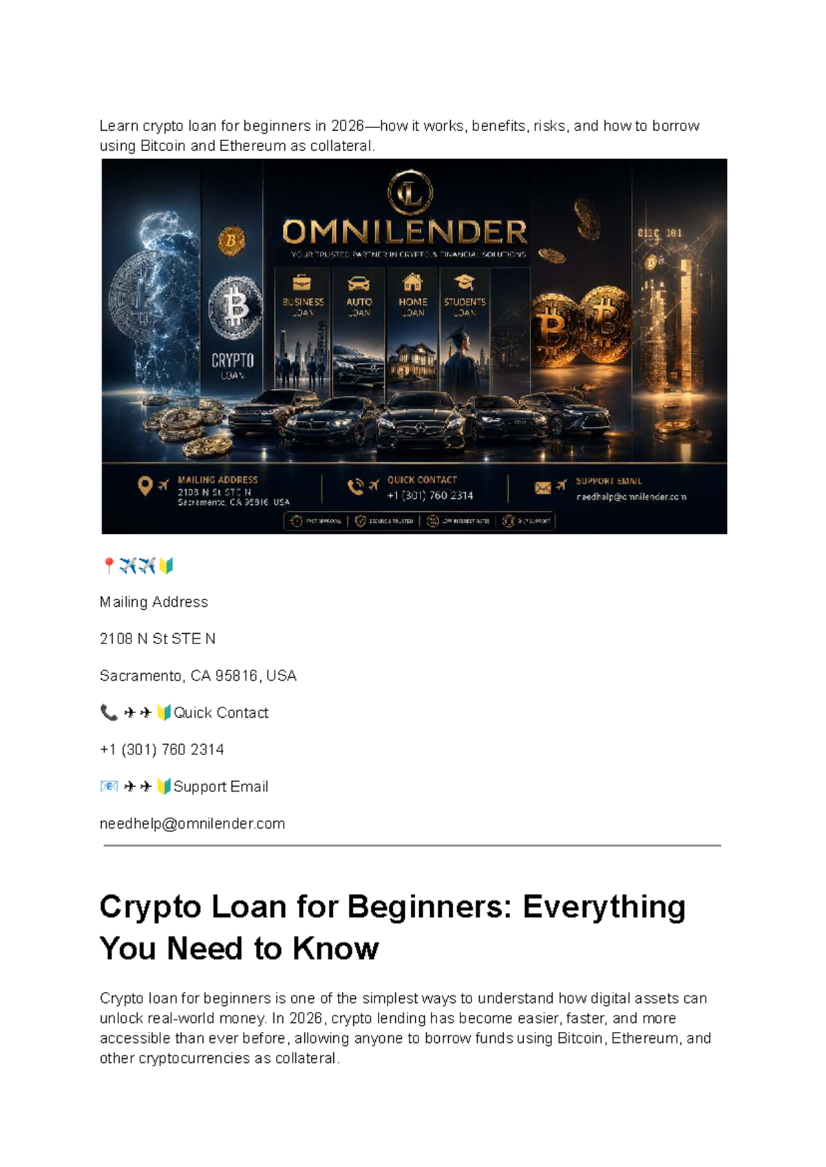 Crypto Loan for Beginners: Complete 2026 Guide to Benefits & Risks ...