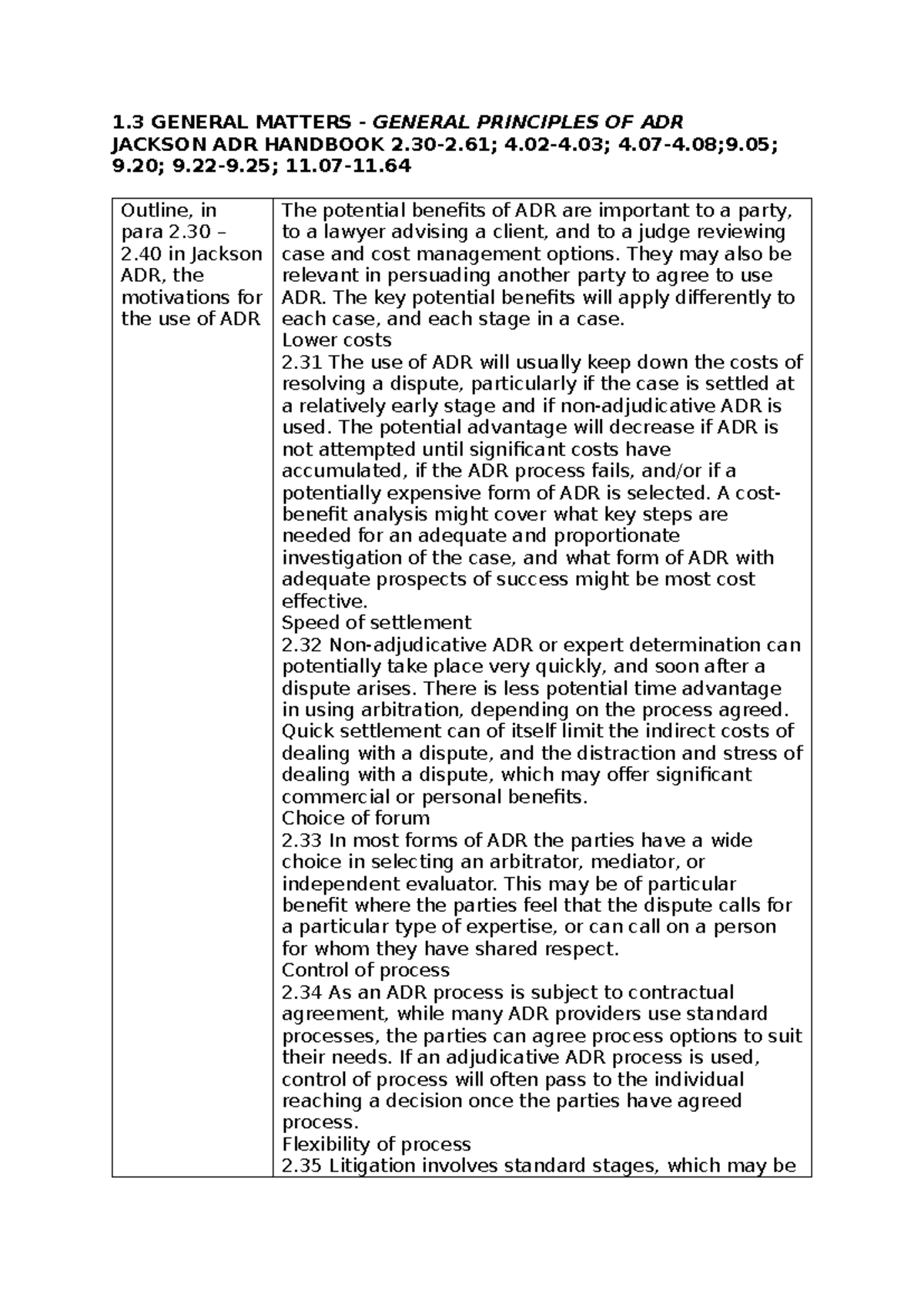 General Principles of ADR in Jackson Handbook (1.3-ADR-Guide) - Studocu