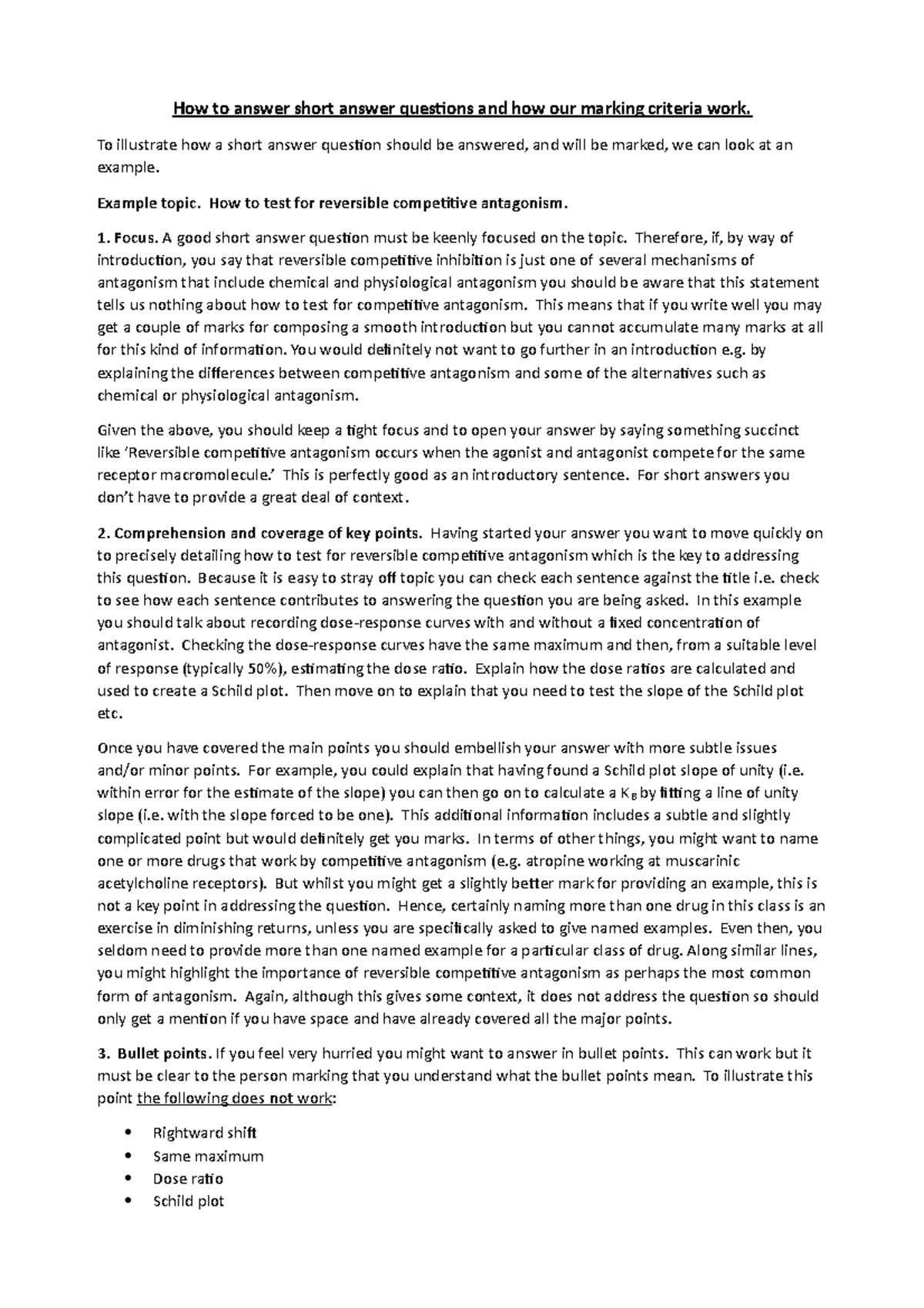 Short Answer Questions Marking Criteria Guide: Key Insights - Studocu