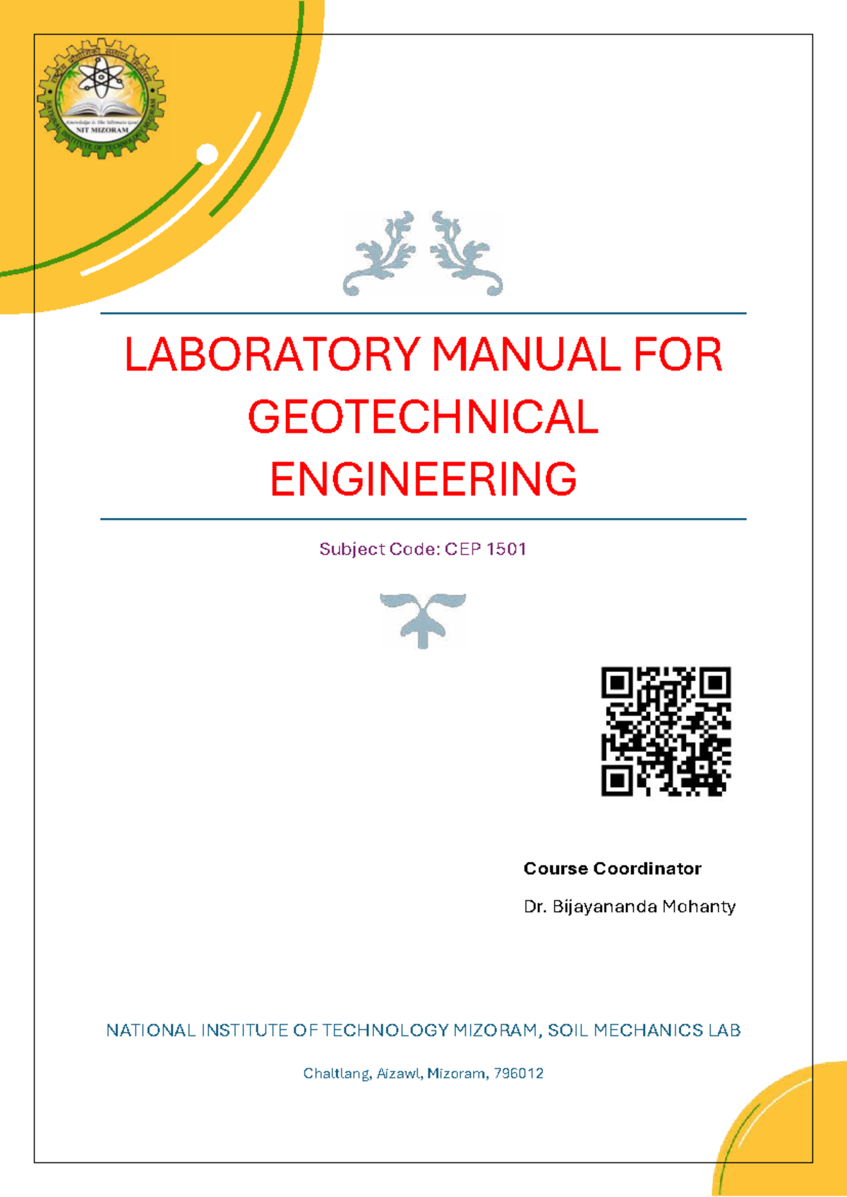 Geotechnical Engineering Laboratory Manual - CEP 1501 - Studocu
