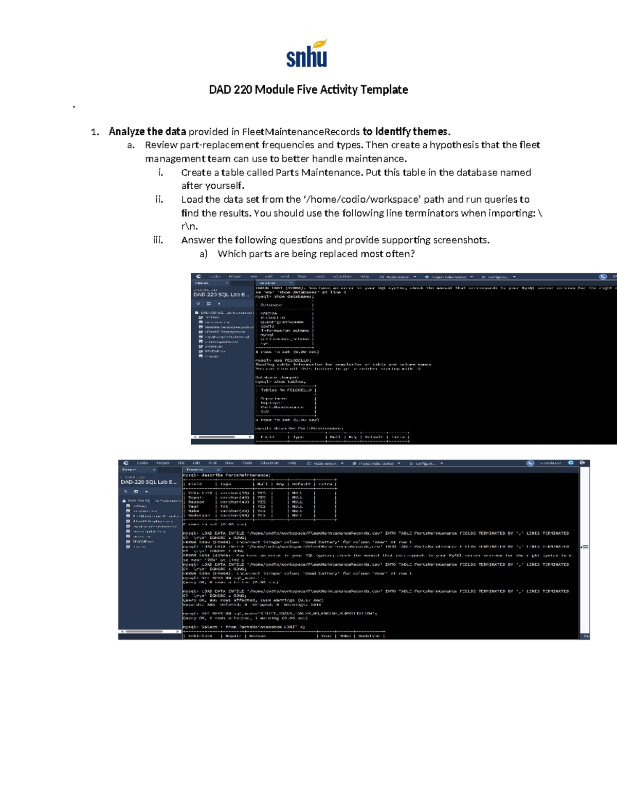Dad 220 module five activity data analysis query techniques studocu