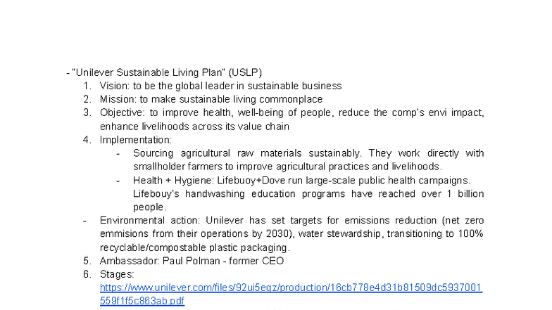 Unilever CSR Strategy: Sustainable Living (USLP) Overview - Studocu