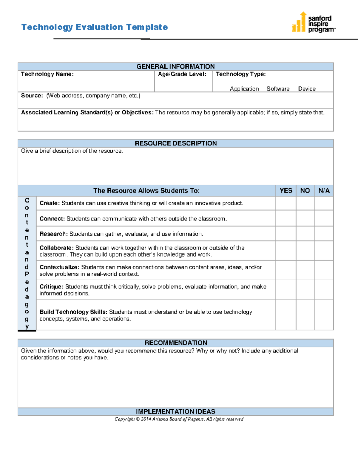 Technology Evaluation Template: Application Software Assessment - Studocu