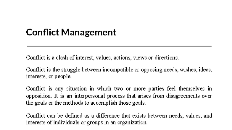Conflict Management Mgt - Understanding Types and Levels of Conflict ...