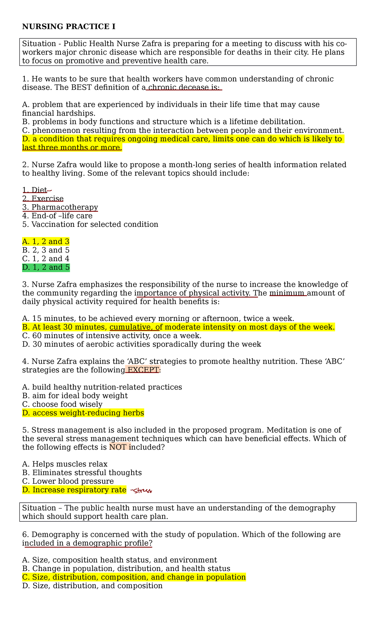 NURSING PRACTICE I: Chronic Disease Management and Public Health ...