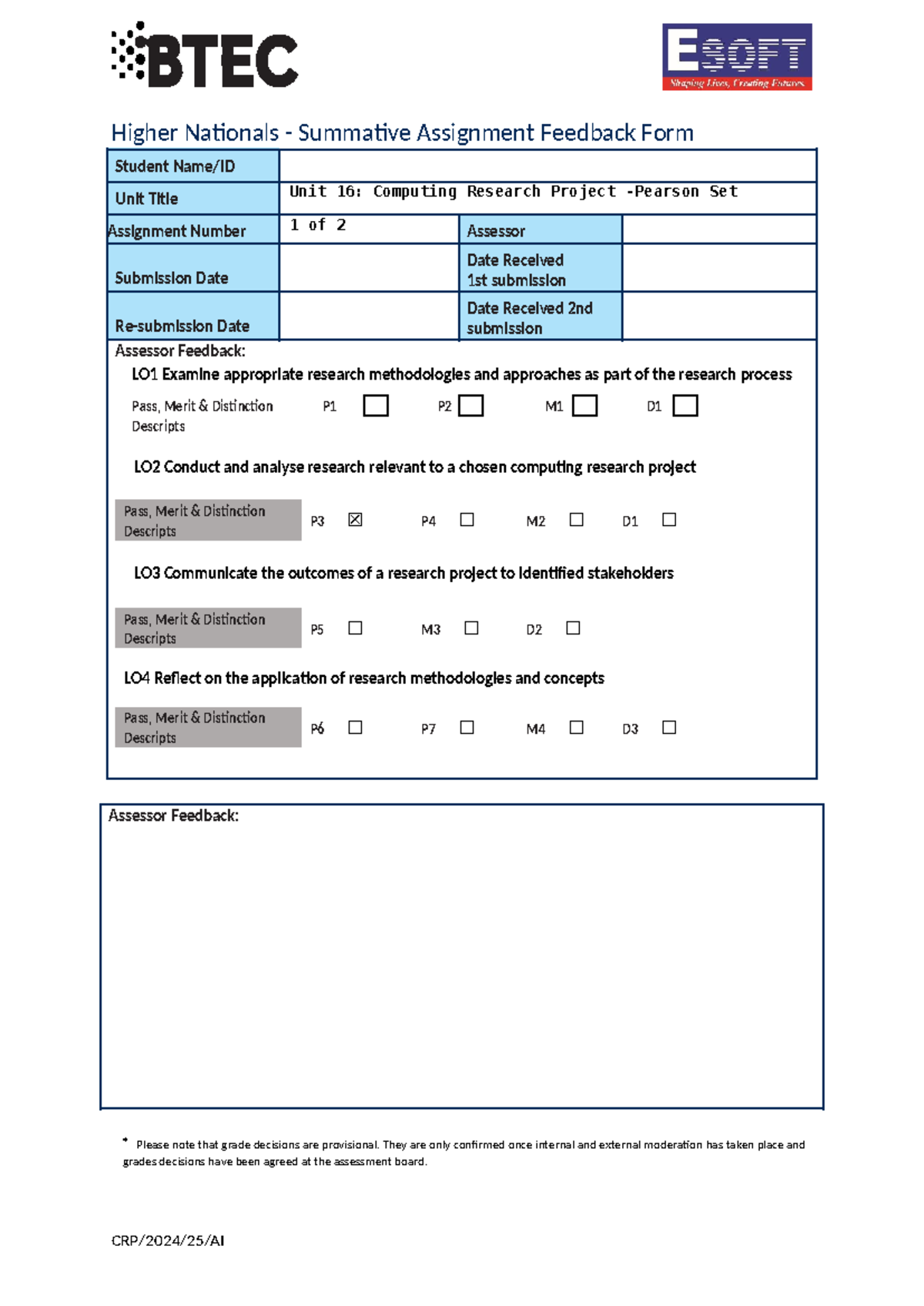 Unit 16: Computing Research Project - Summative Assignment Feedback ...