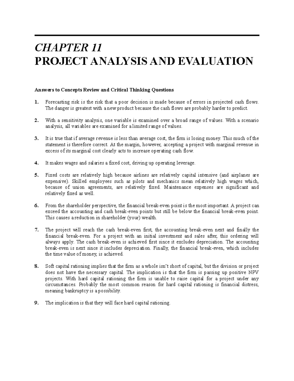 Solutions(2of2)-itsthat - CHAPTER 11 PROJECT ANALYSIS AND EVALUATION ...