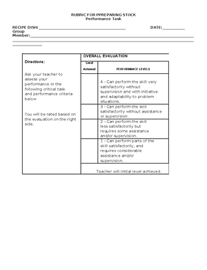 Rubric - Long quiz - Directions: Evaluate your finished products using ...