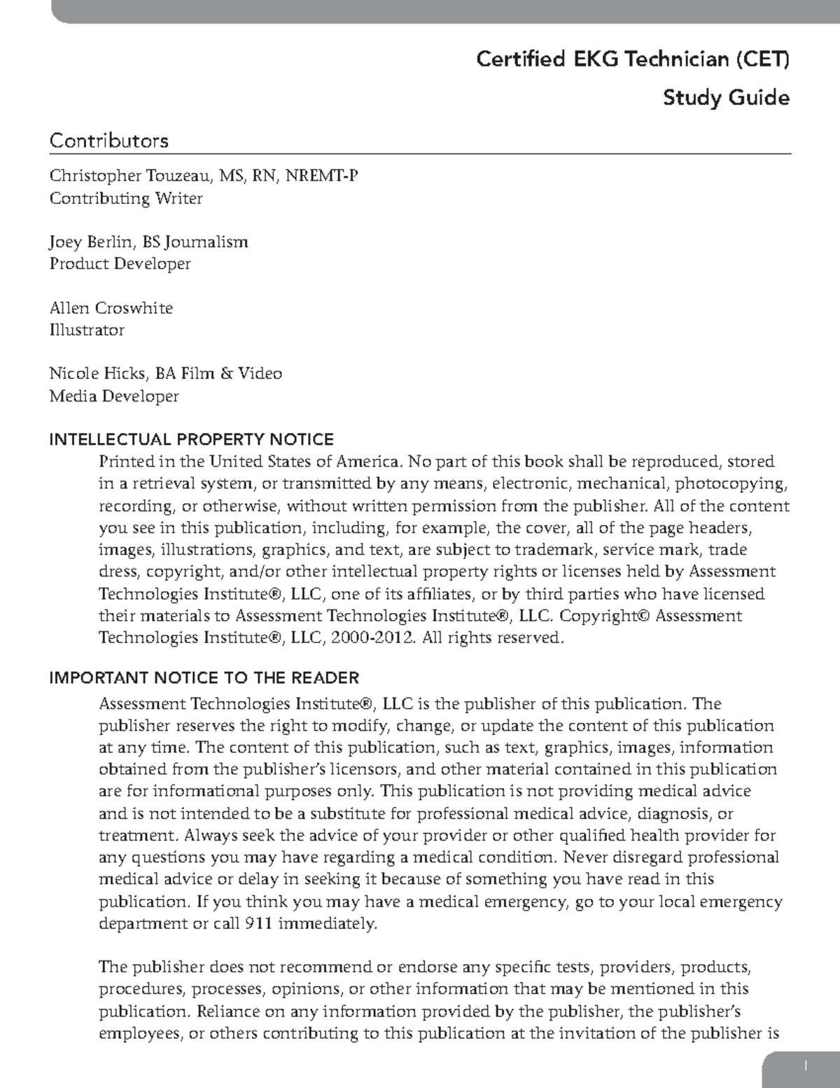 Certified EKG Technician (CET) - Comprehensive Study Guide Tutorial ...