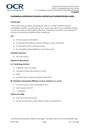 A Level Physics Daily Workout: July Exercises and Examples - Studocu