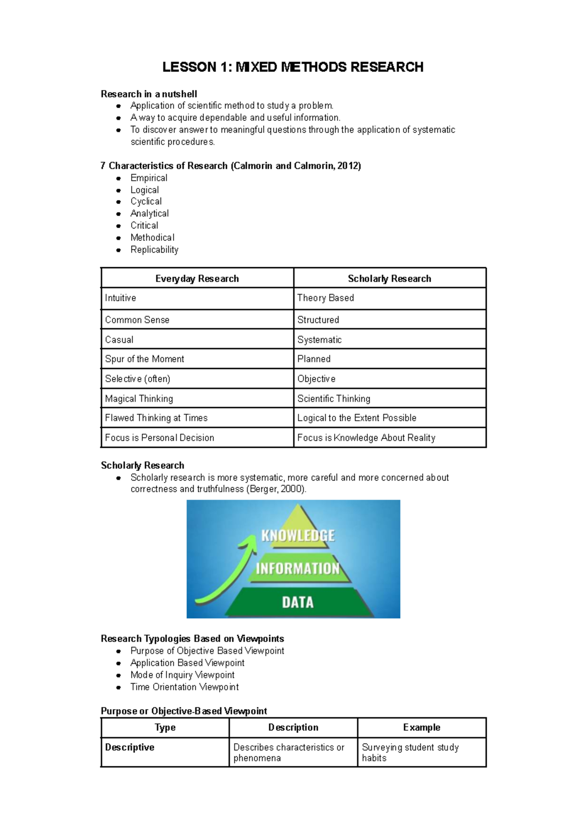 LESSON 1: MIXED METHODS RESEARCH OVERVIEW - Studocu